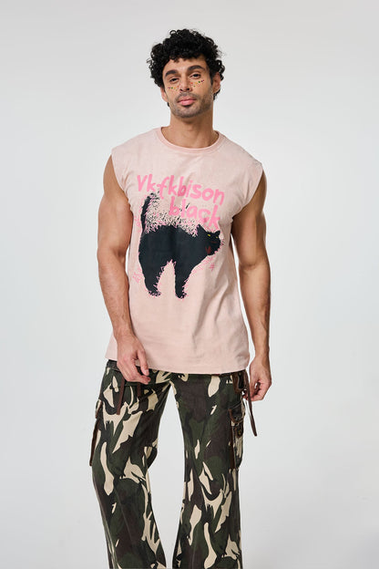 Muted Trace Print Sleeveless Top