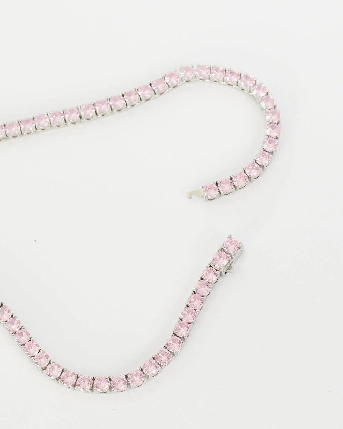 Pink Tennis Necklace - White Gold