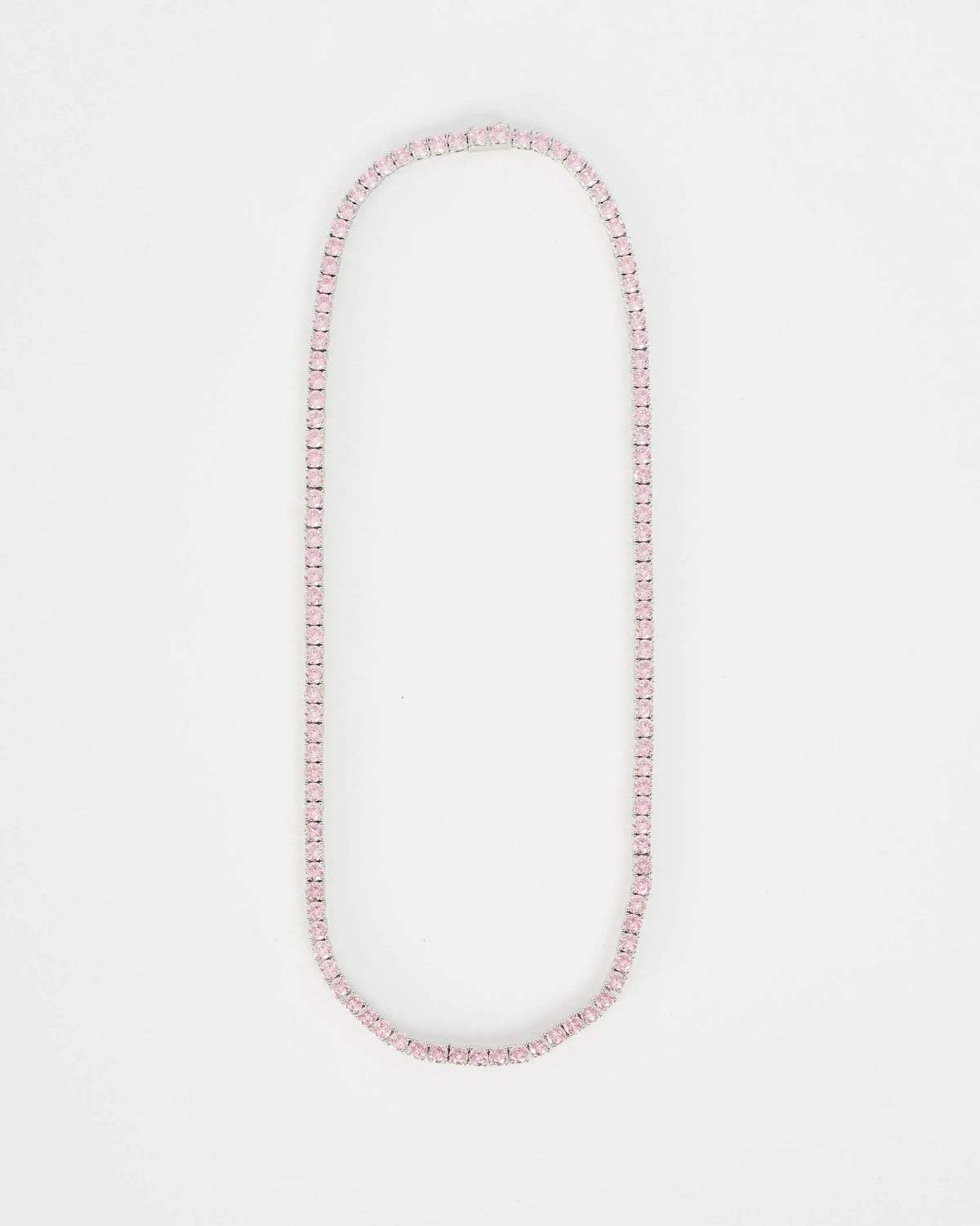 Pink Tennis Necklace - White Gold