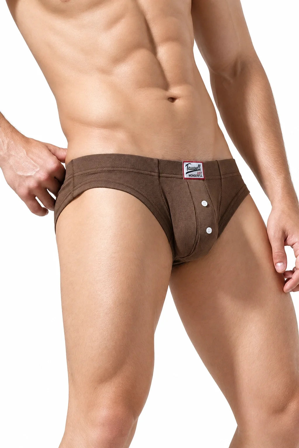 Men's Ribbed Briefs - Breathable  Solid Color Underwear