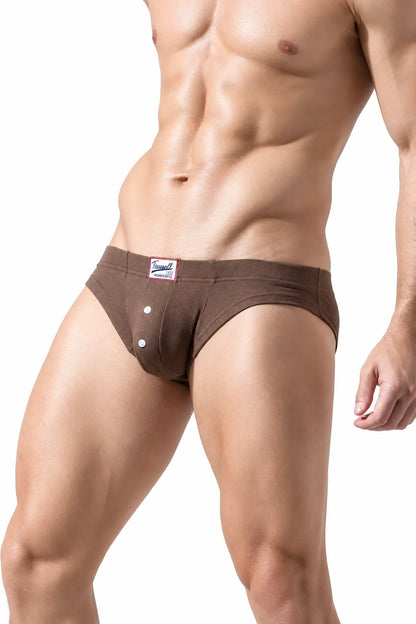 Men's Ribbed Briefs - Breathable  Solid Color Underwear