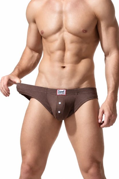 Men's Ribbed Briefs - Breathable  Solid Color Underwear