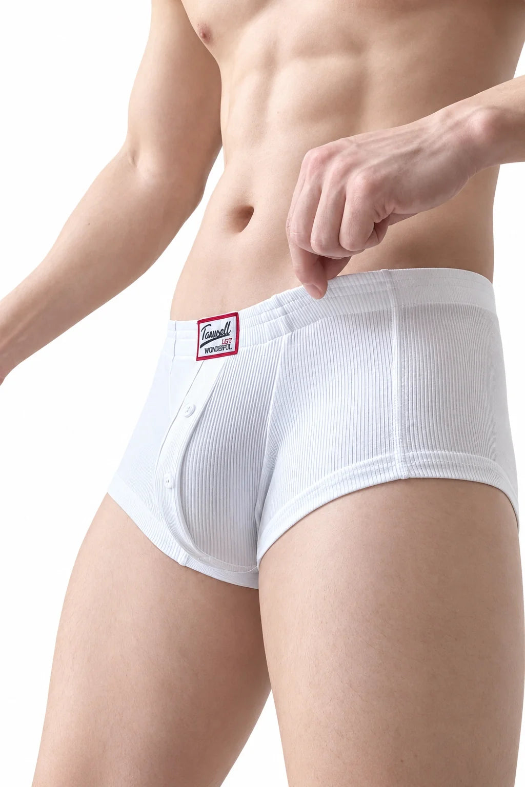 Men's Ribbed Boxer Briefs - Breathable  Solid Color Underwear