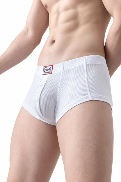 Men's Ribbed Boxer Briefs - Breathable  Solid Color Underwear