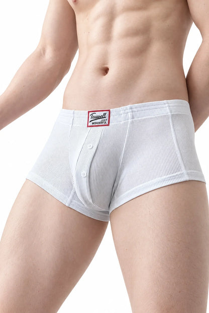 Men's Ribbed Boxer Briefs - Breathable  Solid Color Underwear