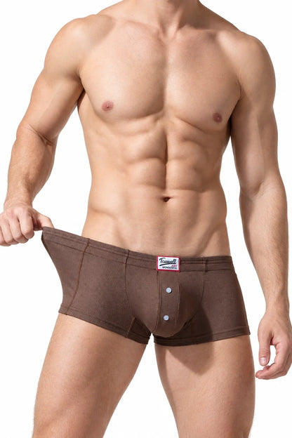 Men's Ribbed Boxer Briefs - Breathable  Solid Color Underwear