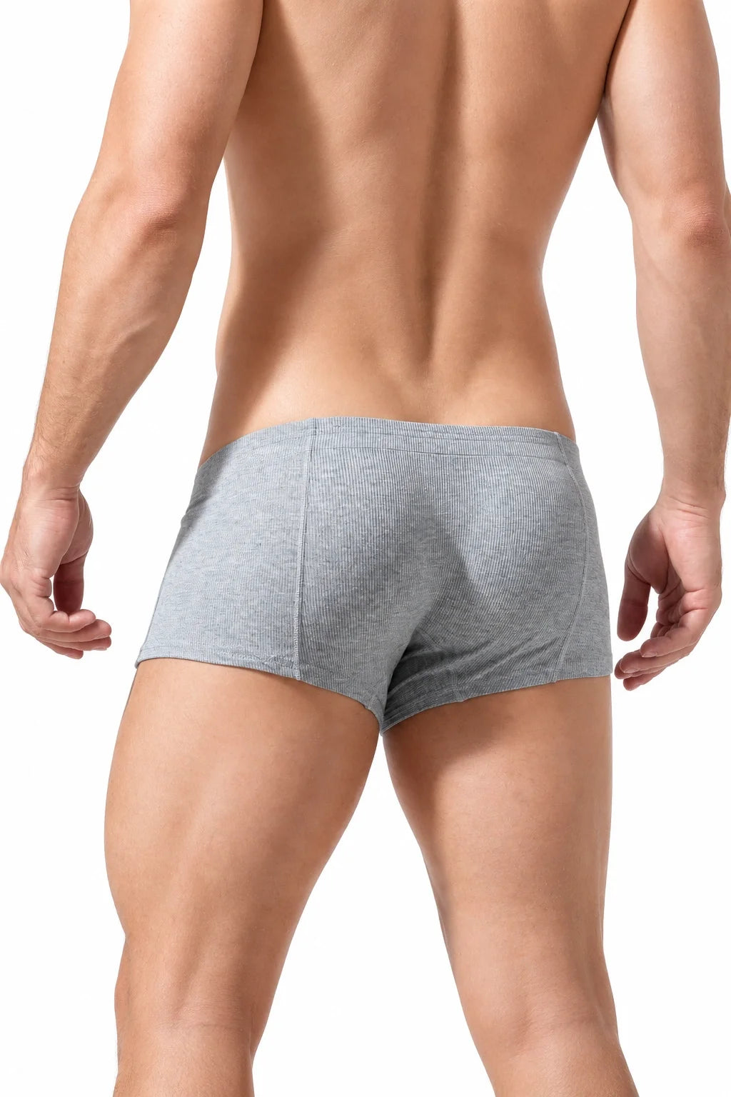 Men's Ribbed Boxer Briefs - Breathable  Solid Color Underwear