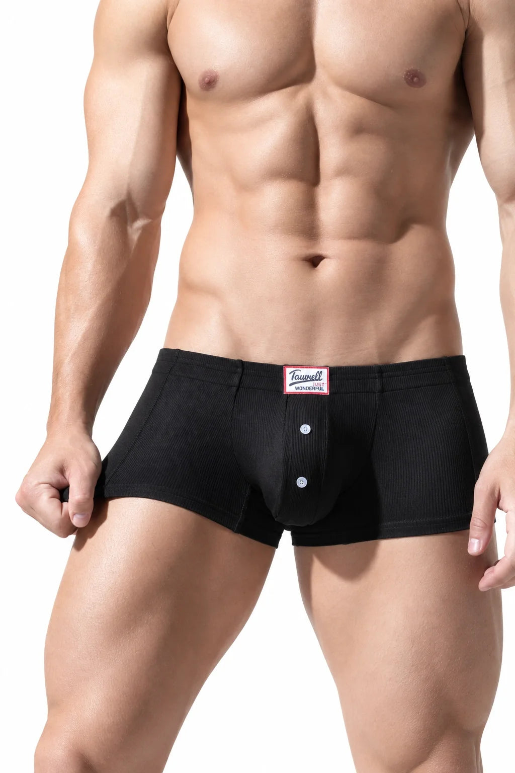Men's Ribbed Boxer Briefs - Breathable  Solid Color Underwear