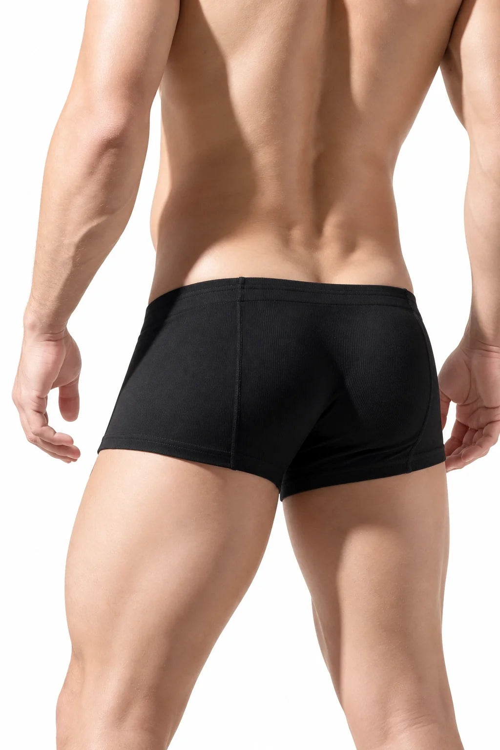 Men's Ribbed Boxer Briefs - Breathable  Solid Color Underwear