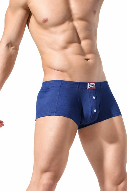 Men's Ribbed Boxer Briefs - Breathable  Solid Color Underwear