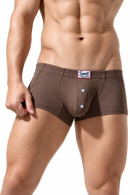 Men's Ribbed Boxer Briefs - Breathable  Solid Color Underwear