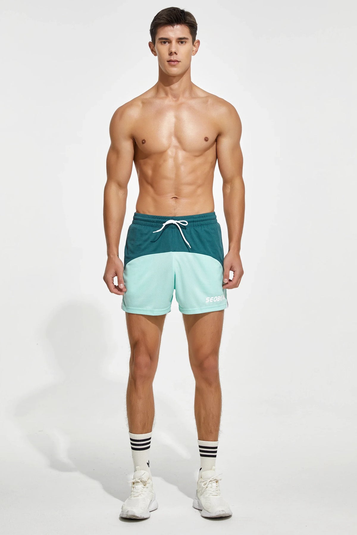 Men's Colorblock Breathable Athletic Shorts for Running & Training