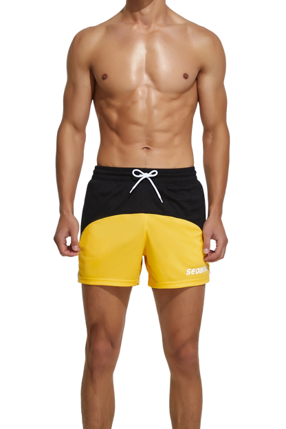 Men's Colorblock Breathable Athletic Shorts for Running & Training