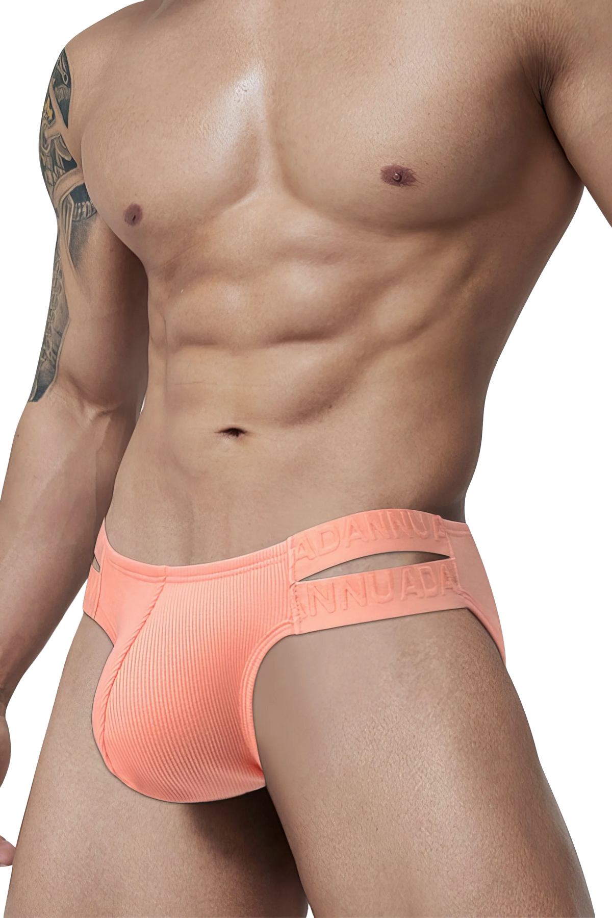 Men’s Embossed High-Cut Briefs with Double Waistband
