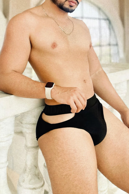 Men’s Low-Rise Cotton Briefs with Side Cut-Out Design