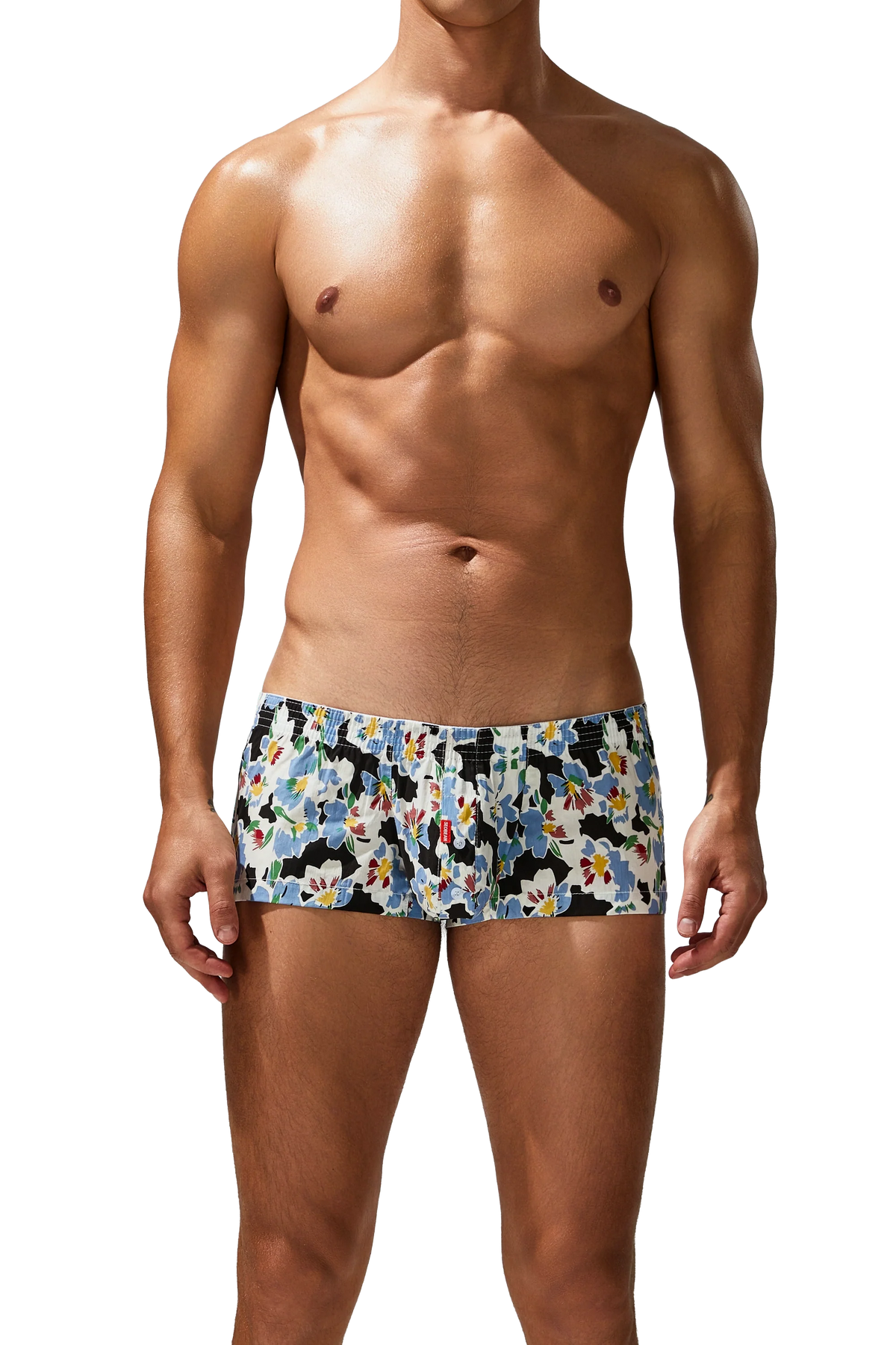 Men's Cotton Boxer Briefs - Botanical Print Breathable Underwear