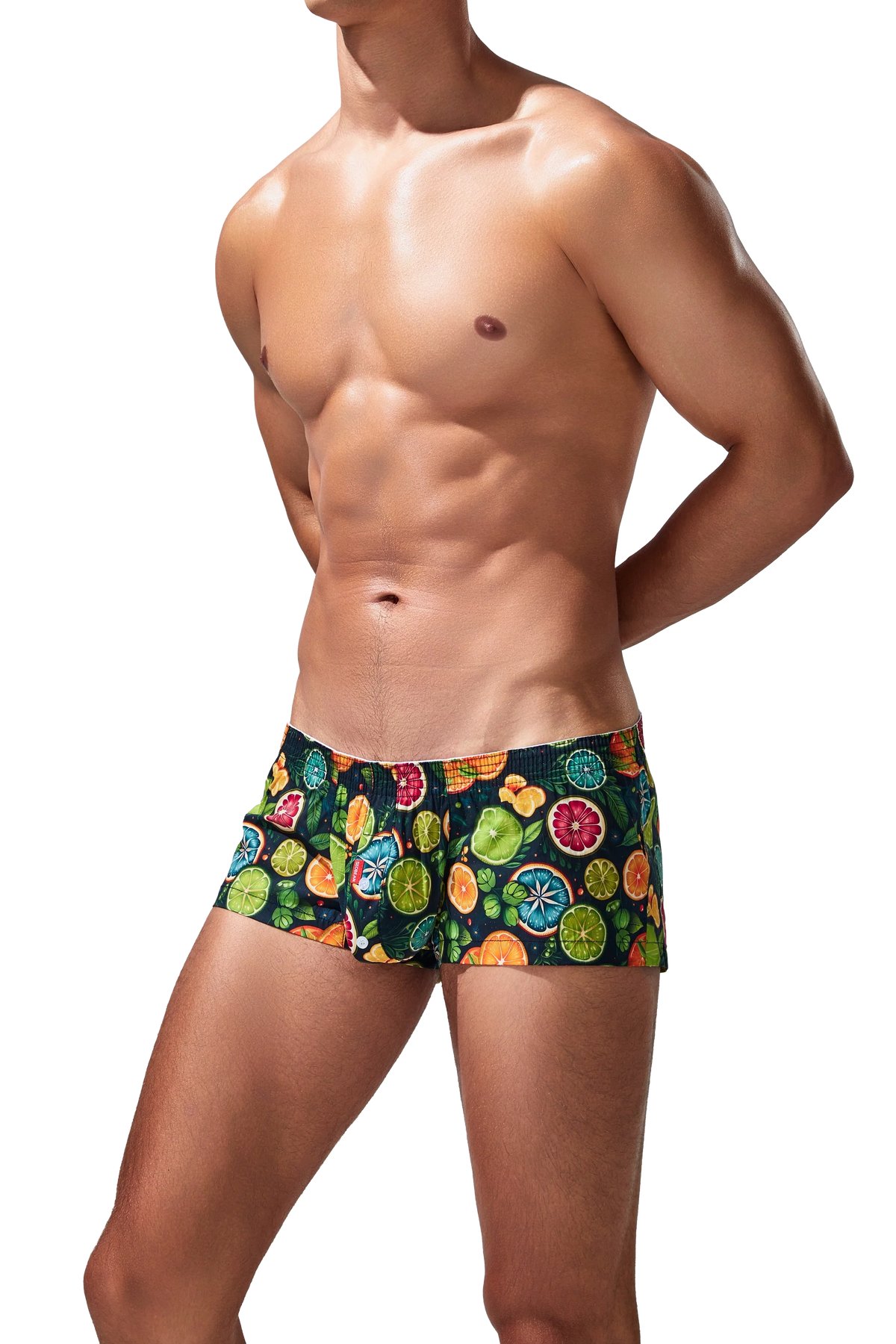 Men's Cotton Boxer Briefs - Botanical Print Breathable Underwear