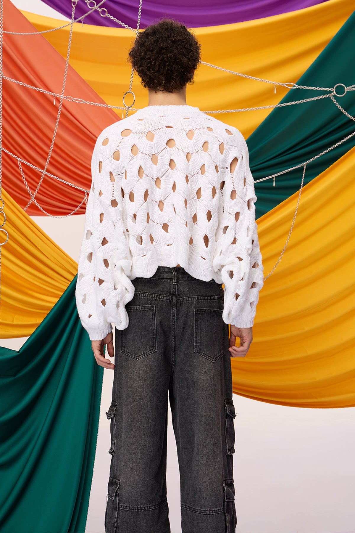 Natural Interlock Cutout Long Sleeve Knit Top