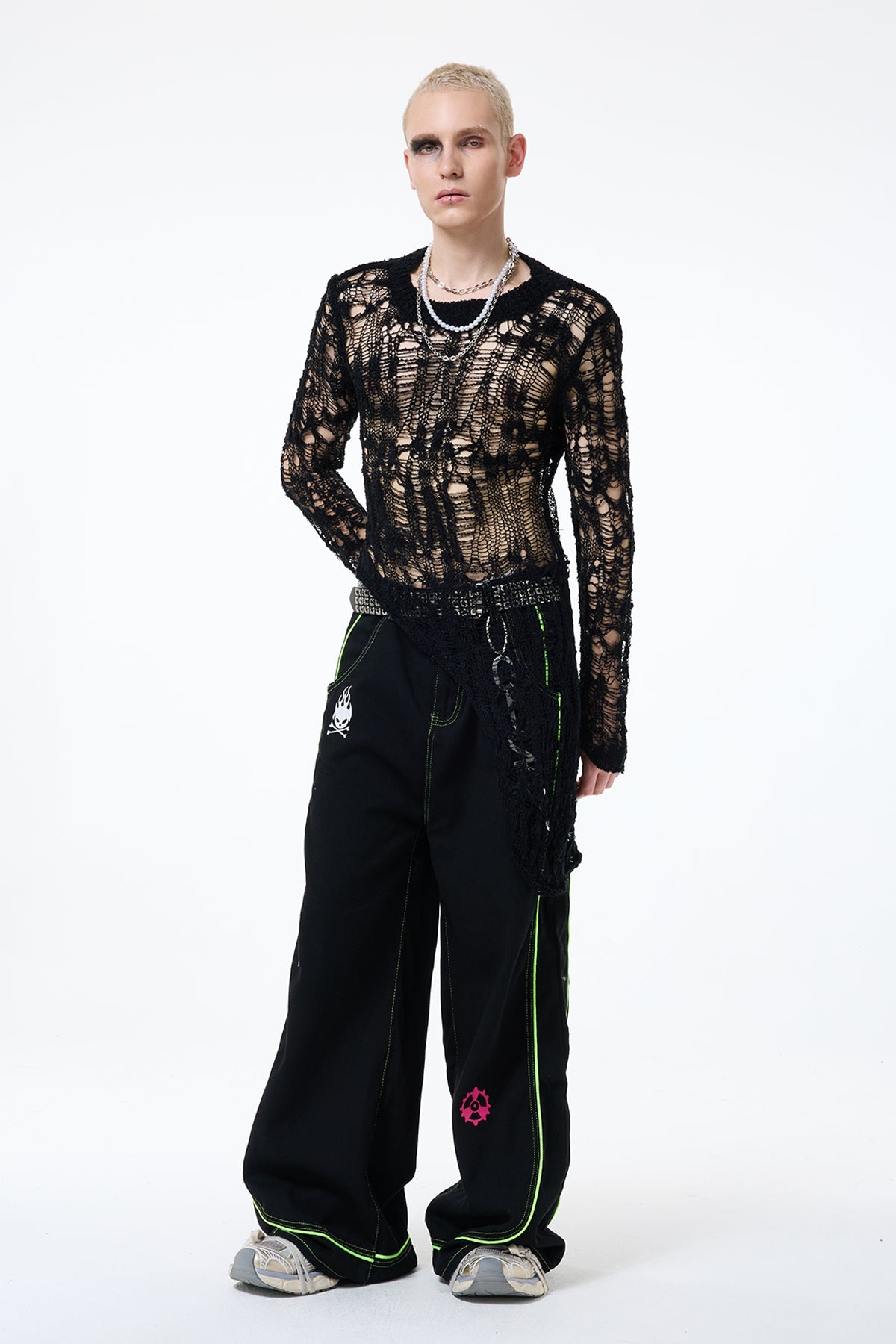 Natural Loop Knit Long Sleeve Asymmetric Top