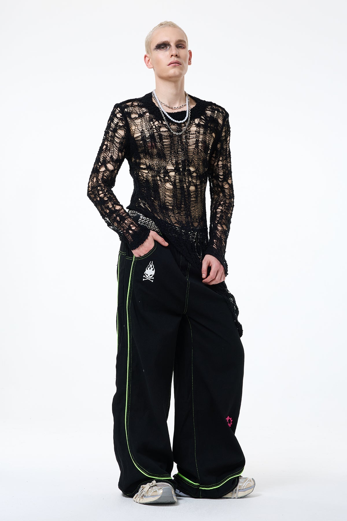 Natural Loop Knit Long Sleeve Asymmetric Top