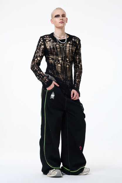 Natural Loop Knit Long Sleeve Asymmetric Top