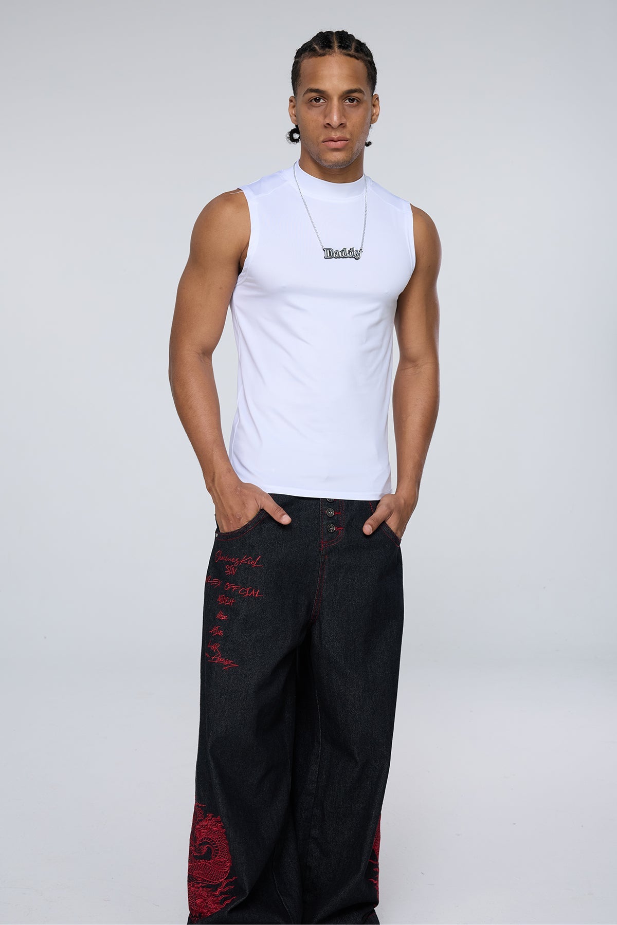 Neutral Obsidian Sleeveless Top White