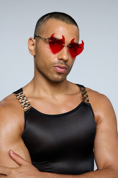 Neutral Shade Devil Sunglasses Red