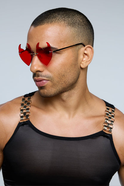 Neutral Shade Devil Sunglasses Red