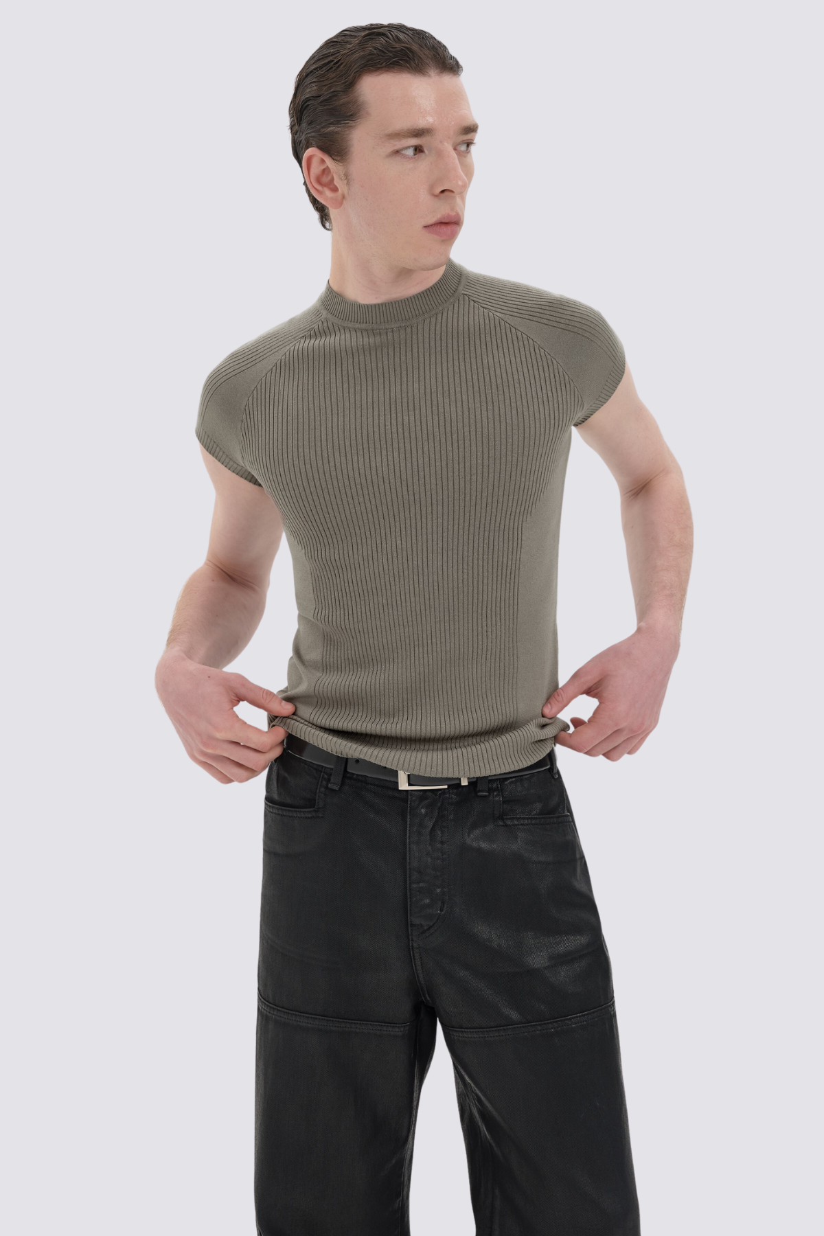Neutral Void Stripe T-Shirt Olive Green