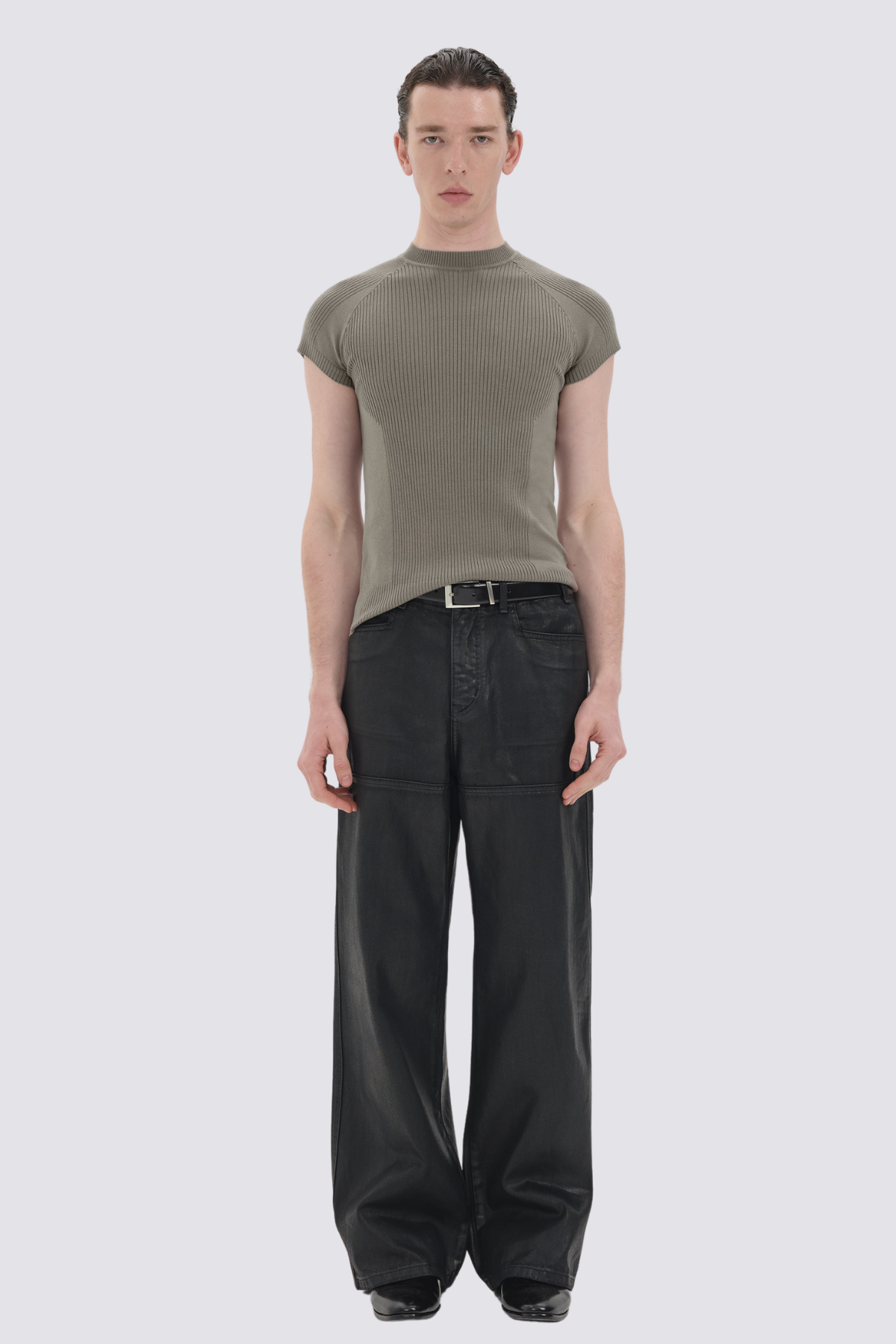 Neutral Void Stripe T-Shirt Olive Green