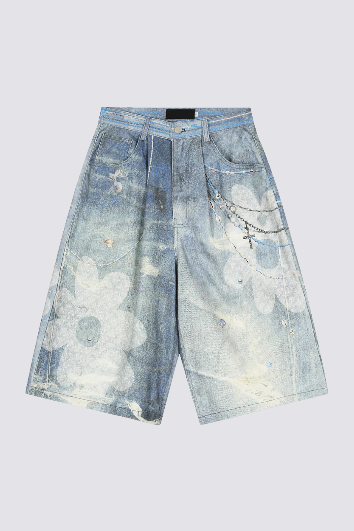 Neutral Warp Print Capri Jeans