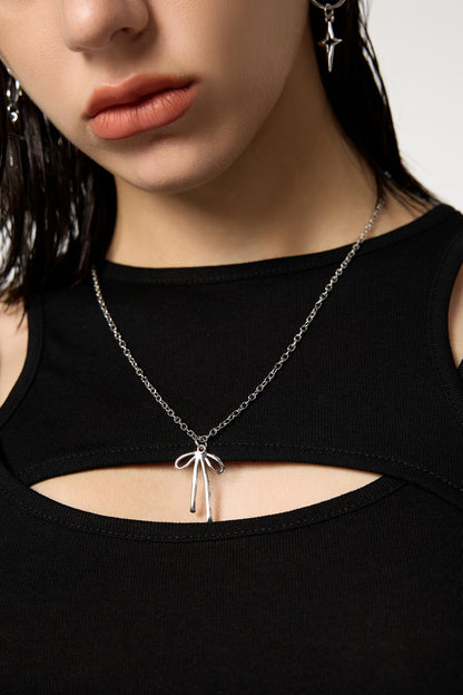 Nickel Hook Butterfly Metal Necklace