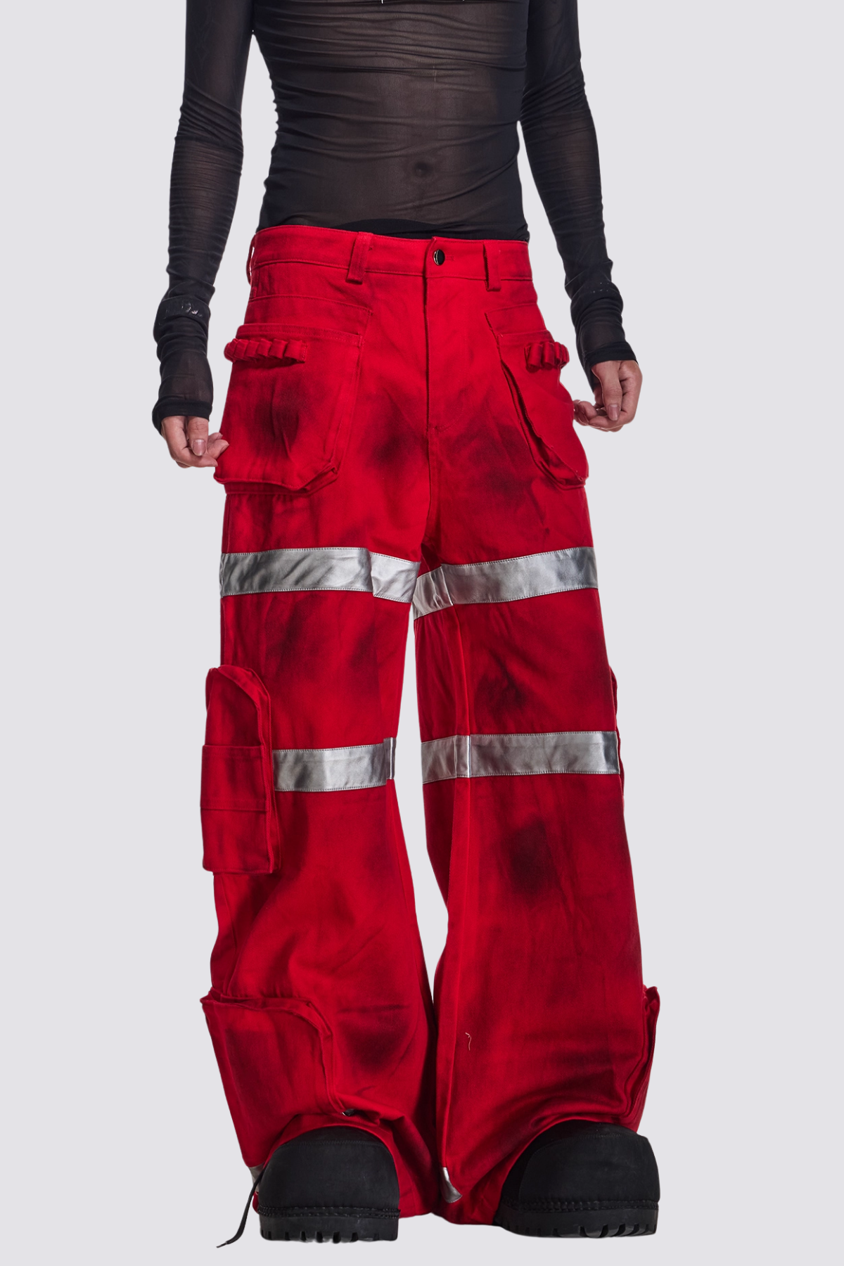Night Alloy Dirty Wide Leg Jeans Red