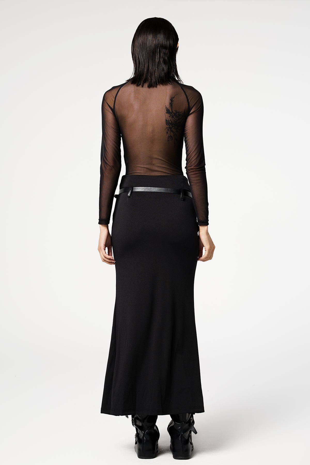 Night Bite Leather Split Maxi Skirt