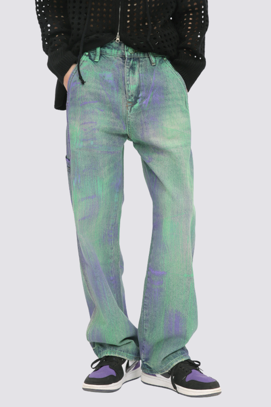 Night Flow Straight Graffiti Jeans