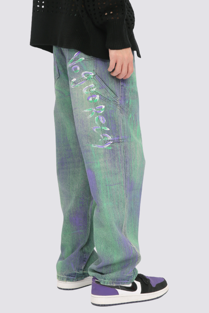 Night Flow Straight Graffiti Jeans