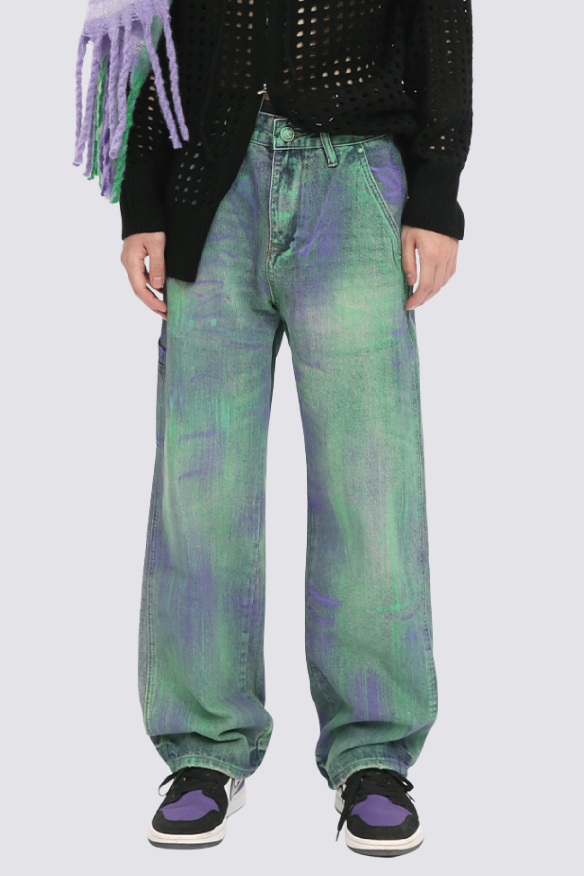 Night Flow Straight Graffiti Jeans