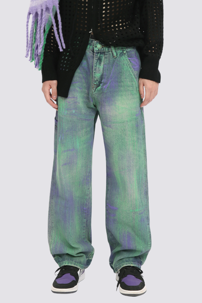Night Flow Straight Graffiti Jeans