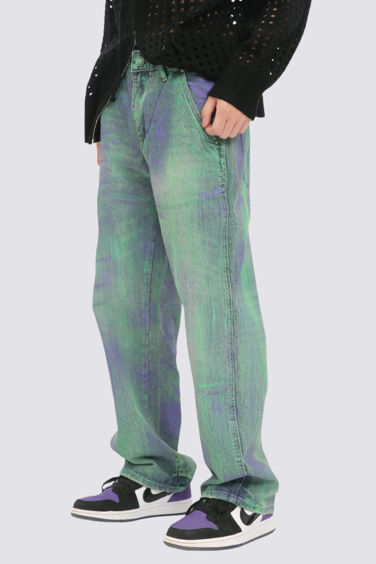 Night Flow Straight Graffiti Jeans