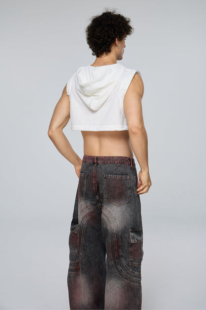 Night Inertia Cutout Hooded Crop Vest White