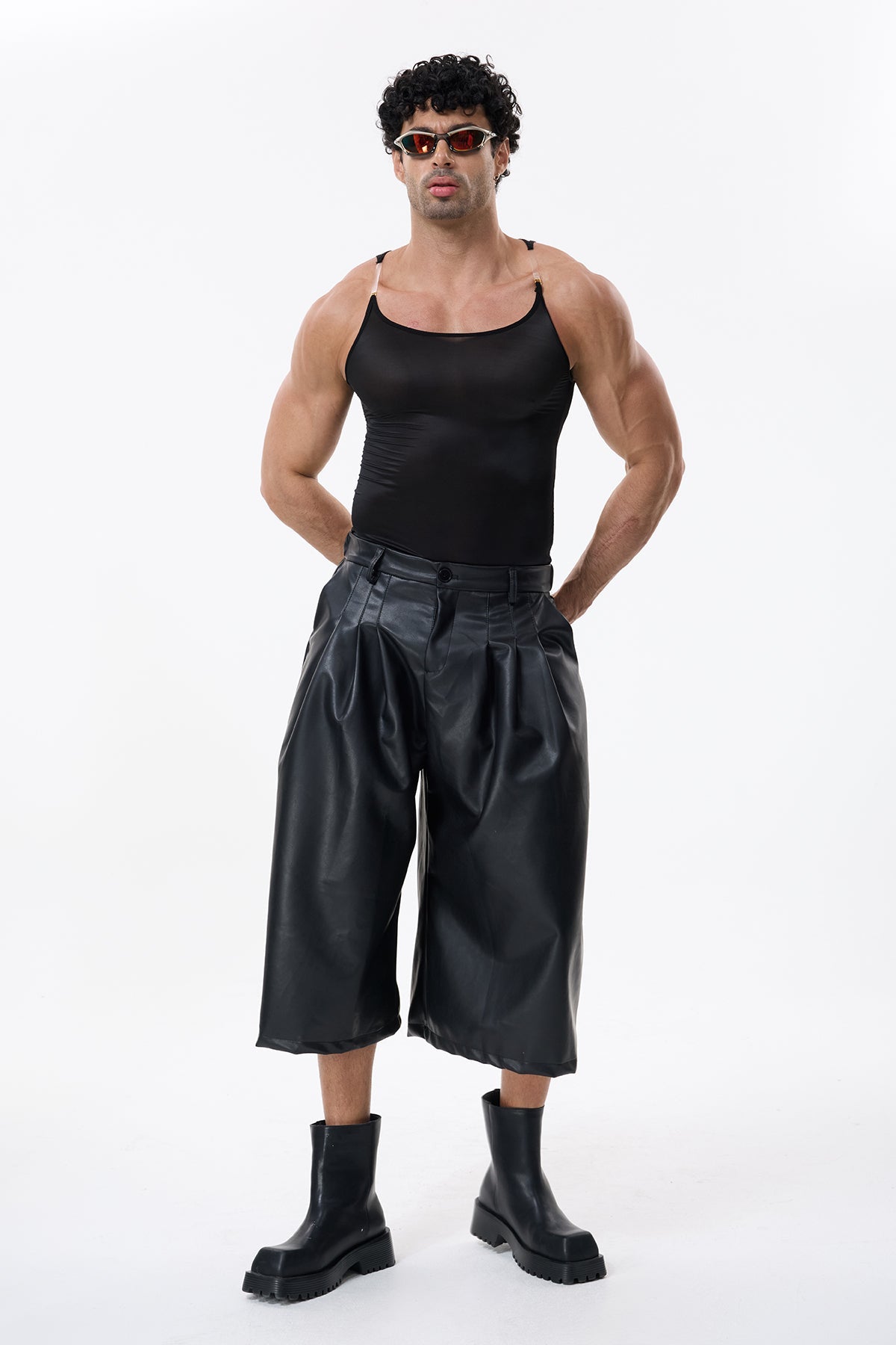 Night Sheet Spaghetti Top Black
