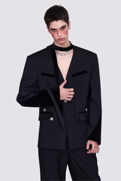 Night Thread V Neck Stripe Long Sleeve Jacket