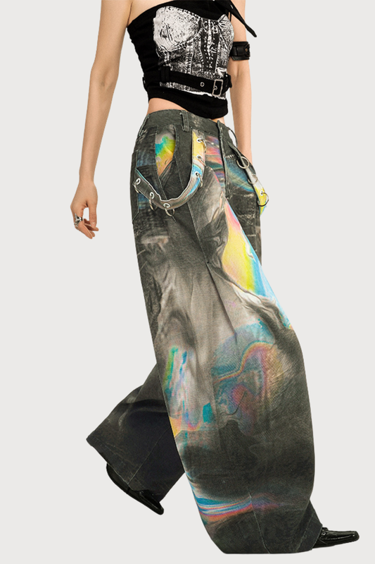 Nocturne Drive Bleach Dye Wide Leg Jeans