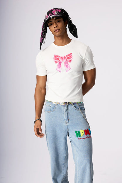 Nova Kiss Bow Y2K Print Top