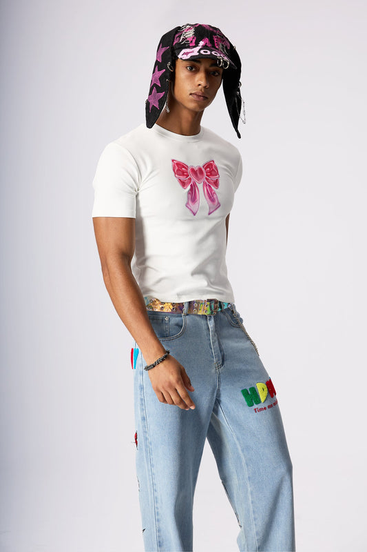 Nova Kiss Bow Y2K Print Top