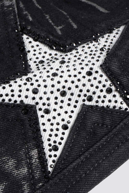 Null Path Rhinestone Star Bootcut Jeans
