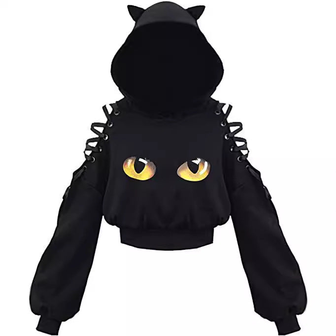 Cat Crop Top Hoodie