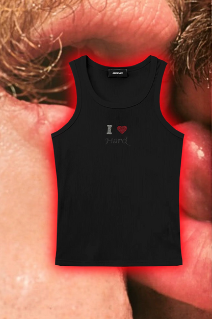 Aggressive Calm Rhinestone Tank Top In Black