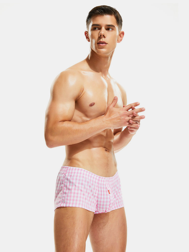 Plaid 100% Cotton Men's Soft Trunks