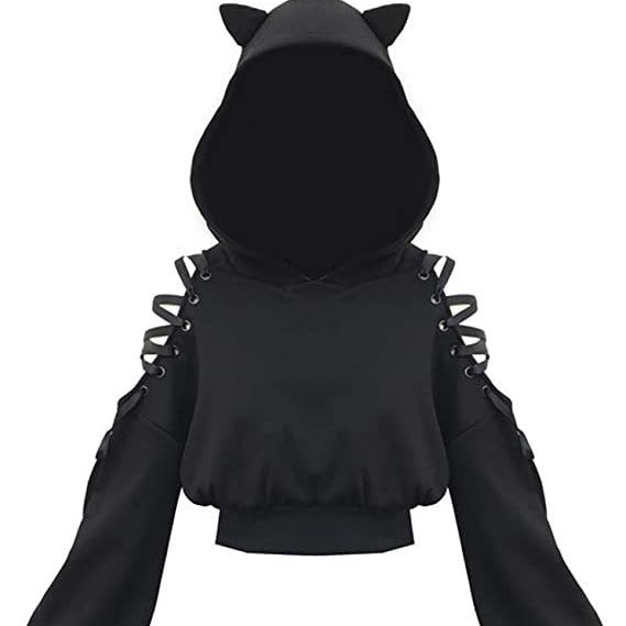 Cat Crop Top Hoodie